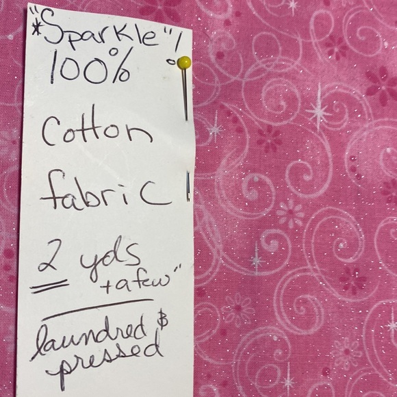 Sparkle Fabric! 💯 Cotton! 2 yards Laundered & Pressed! Very Pretty! - Picture 2 of 4
